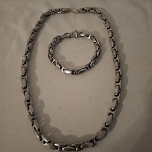 Titanium Kay Nitrogen Men's Stainless Steel Chain Necklace and Bracelet Set